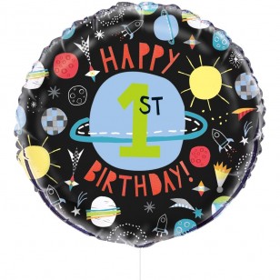 Outer Space Alien Happy 1st Birthday Balloon